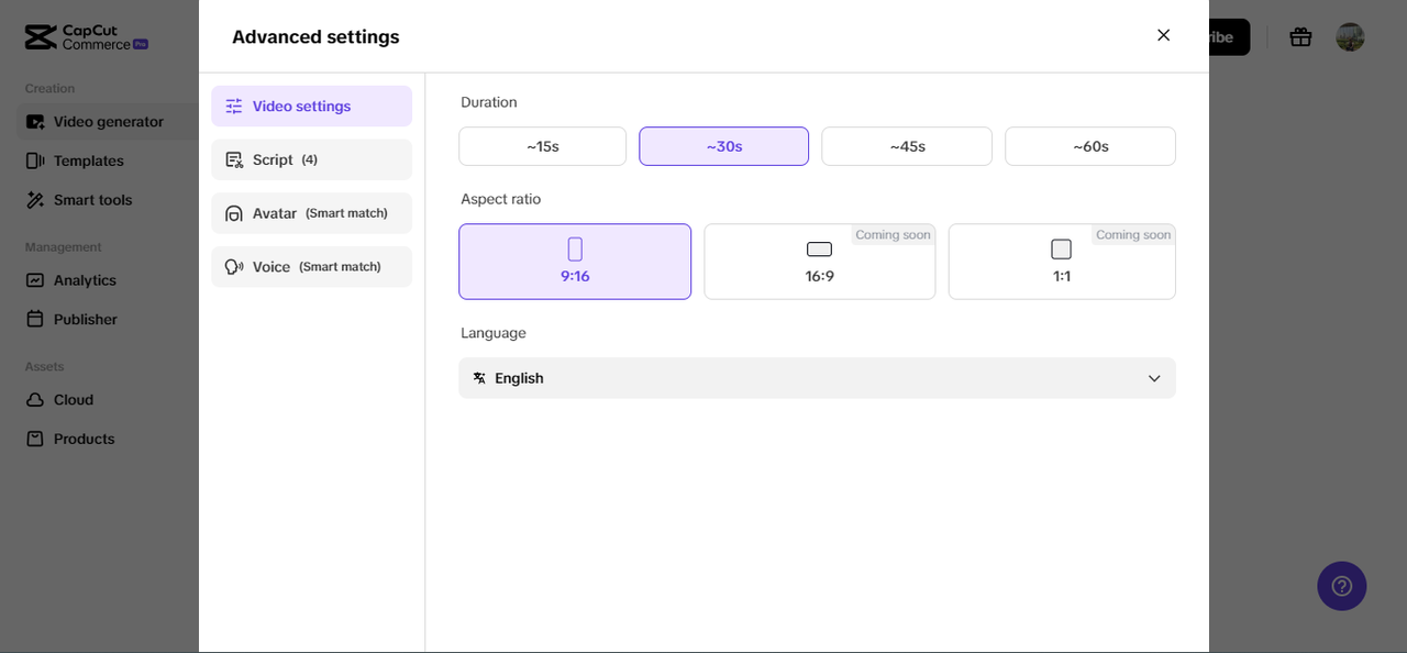 Level up your AI video features with advanced settings