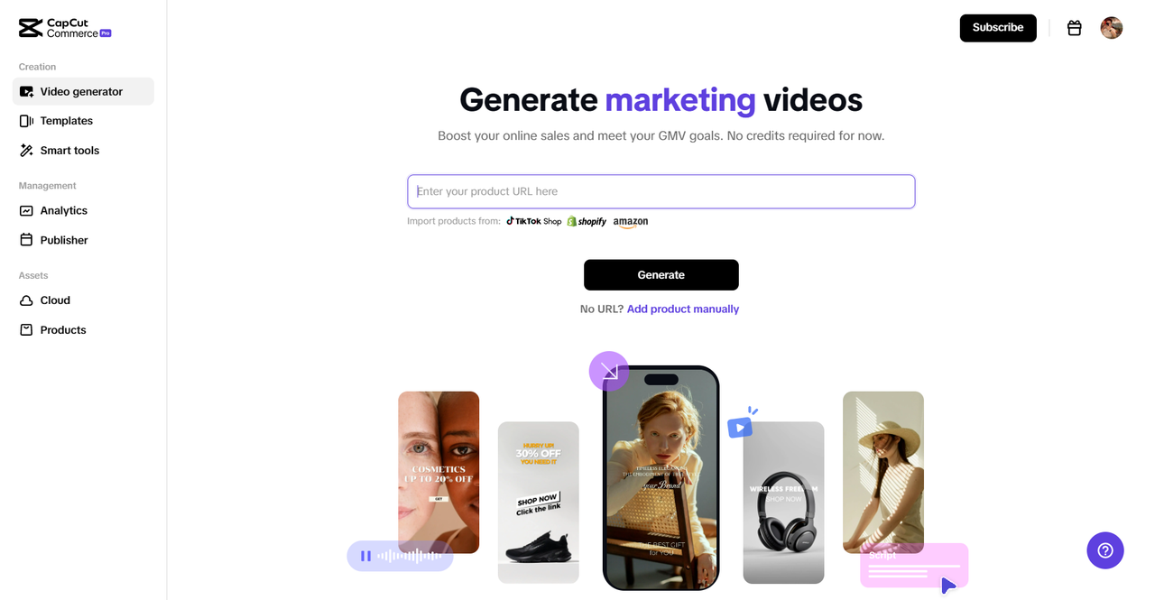 Generate commercial video