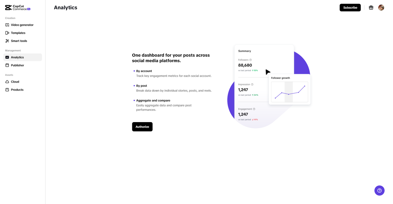 Track data in CapCut Commerce Pro