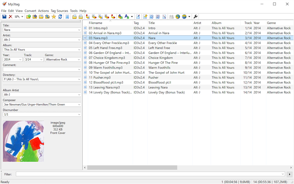 Interface of MP3Tag – a popular MP3 tag editor software  