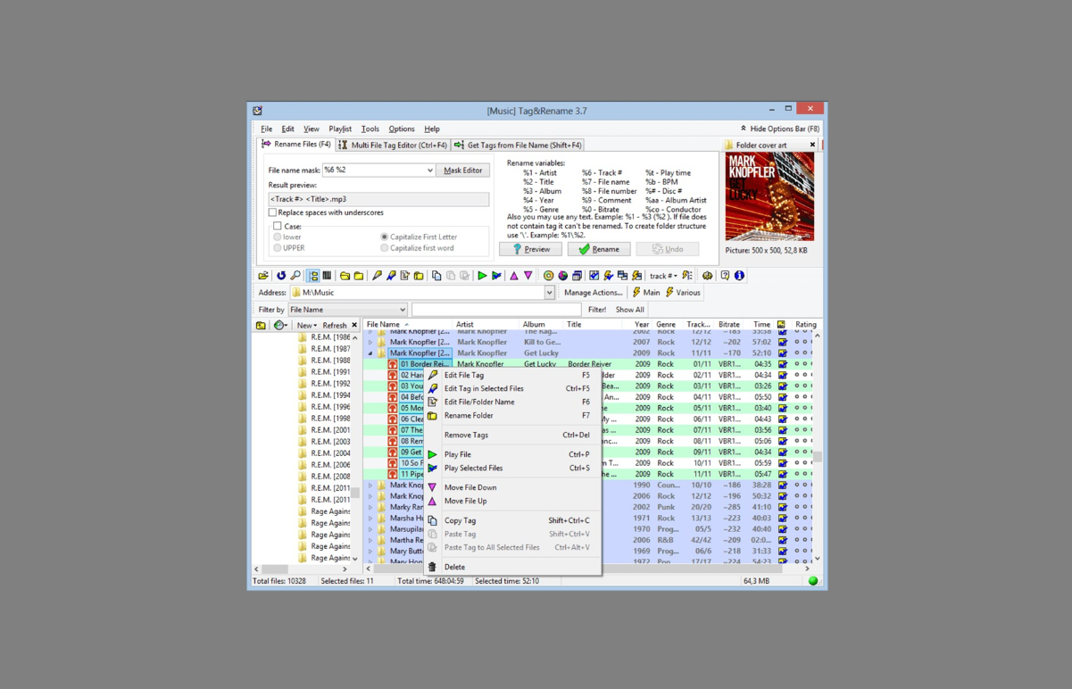 Interface of Tag&Rename editor — the robust MP3 tag software for Windows