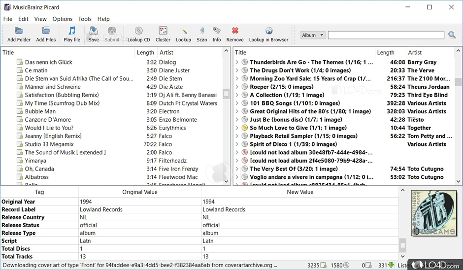 Interface of MusicBrainz Picard — the best MP3 tag editor for Mac