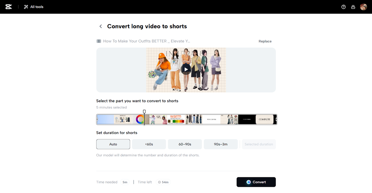 Customize your video part and duration