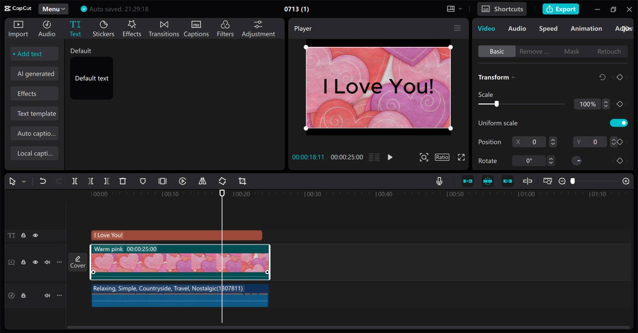 Interface of the CapCut desktop video editor - a perfect tool to change the pitch of sound