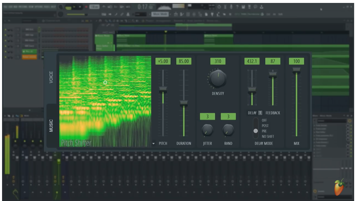 Editing interface of the FL Studio - a well-known audio pitch changer