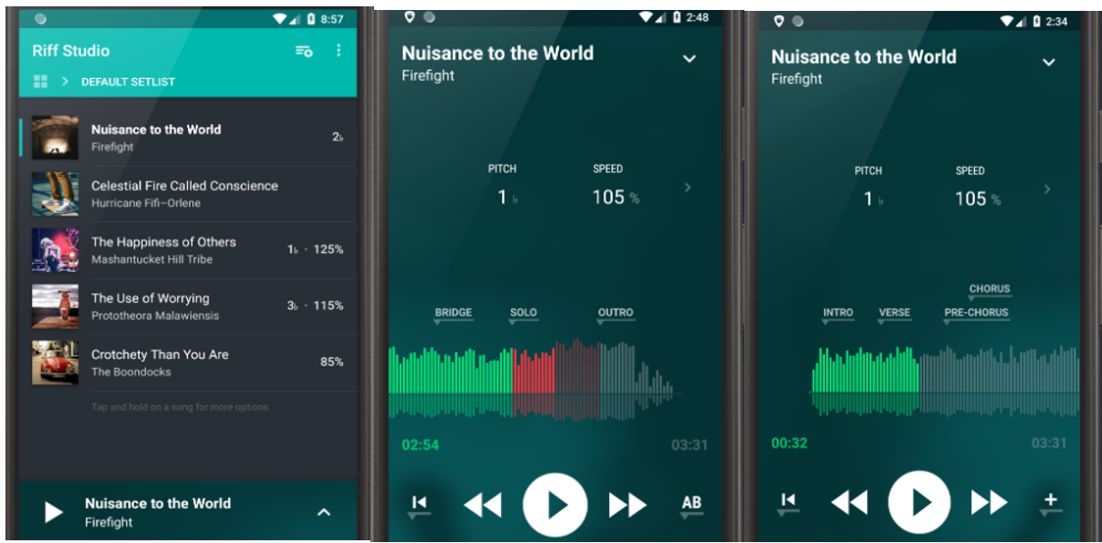 Using the Riff Studio mobile app to change the pitch of MP3