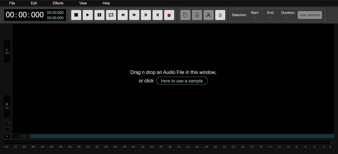 Interface of the Audiomass - another online audio pitch changer