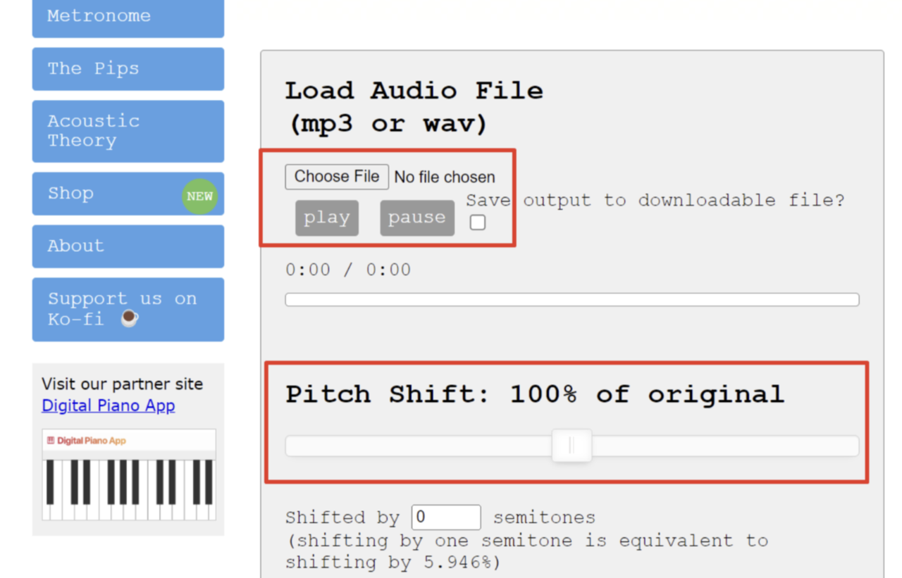 Using the Online Tone Generator to change the pitch - the best audio pitch changer online