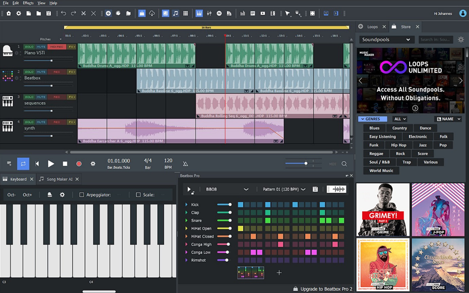 Interface of the MAGIX Music Maker — the best custom ringtone maker