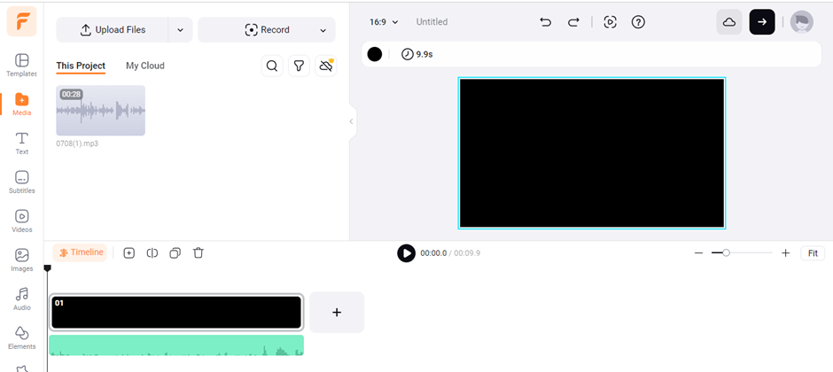 FlexClip interface showing ringtone creation by editing audio