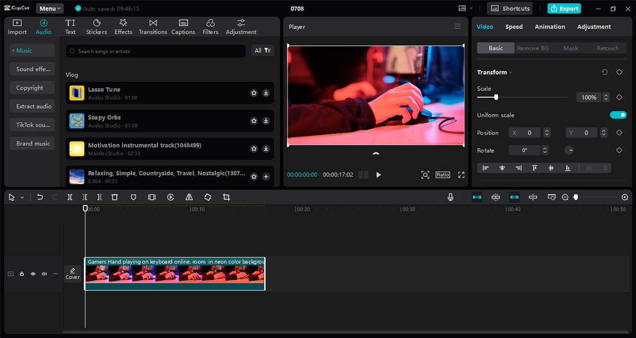 Interface of the Capcut desktop video editor- the best tool to remove objects from videos 