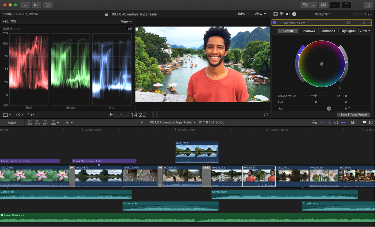 Interface of Final Cut Pro X -  one of the best video color grading softwares