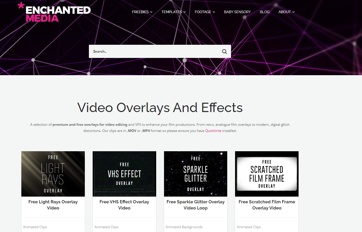 Enchanted Media provides a range of free VHS effect overlay 