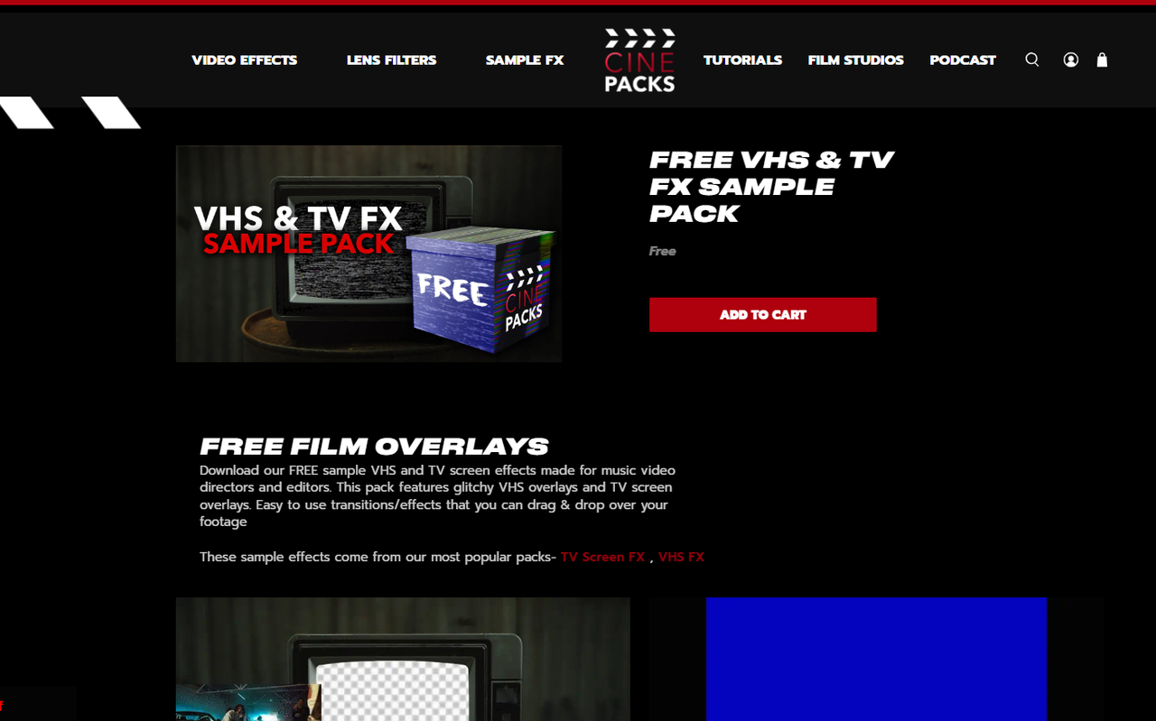 CinePacks offers a free sample pack of VHS effect overlays