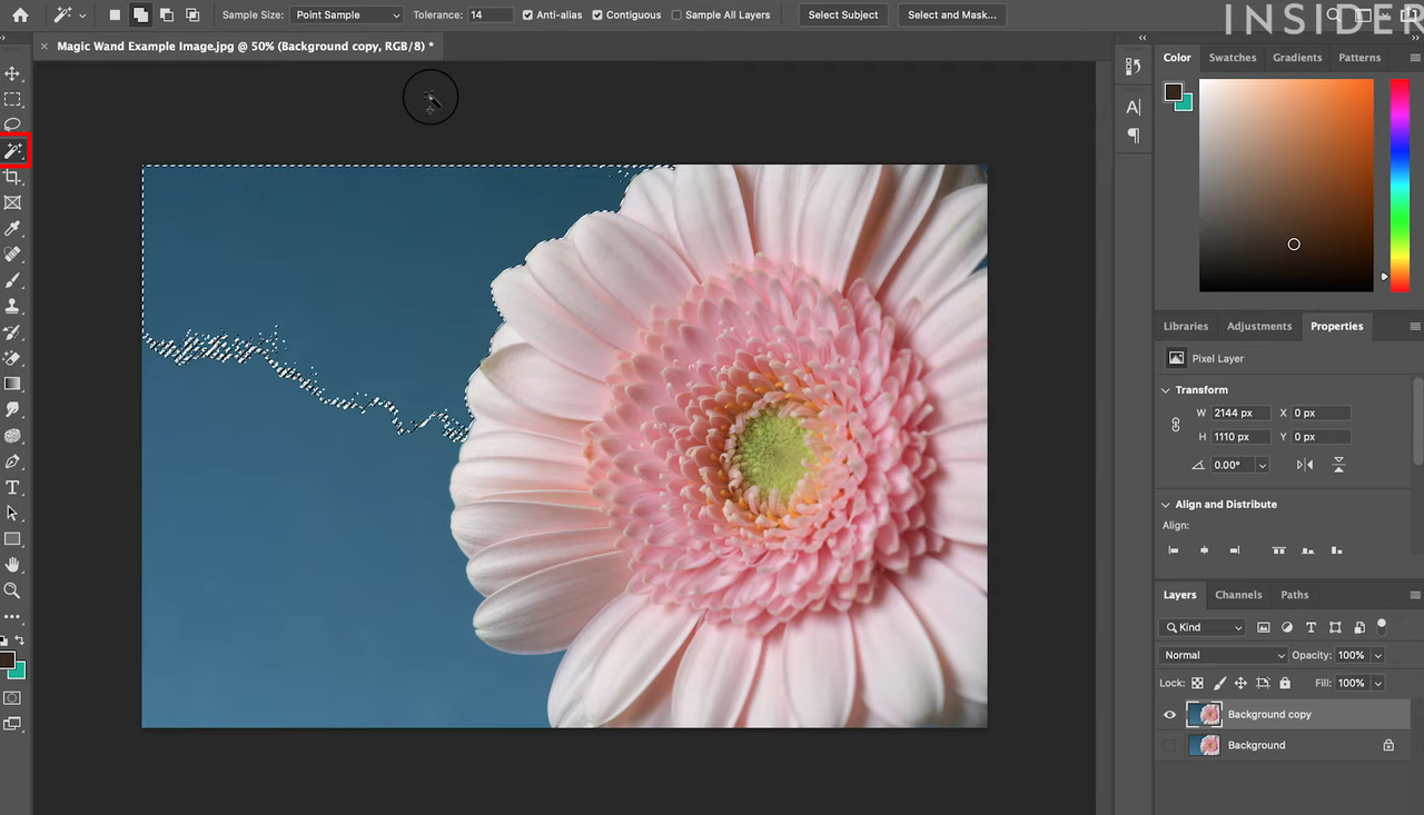 Using the magic wand tool in Adobe Lightroom to remove unwanted  objects