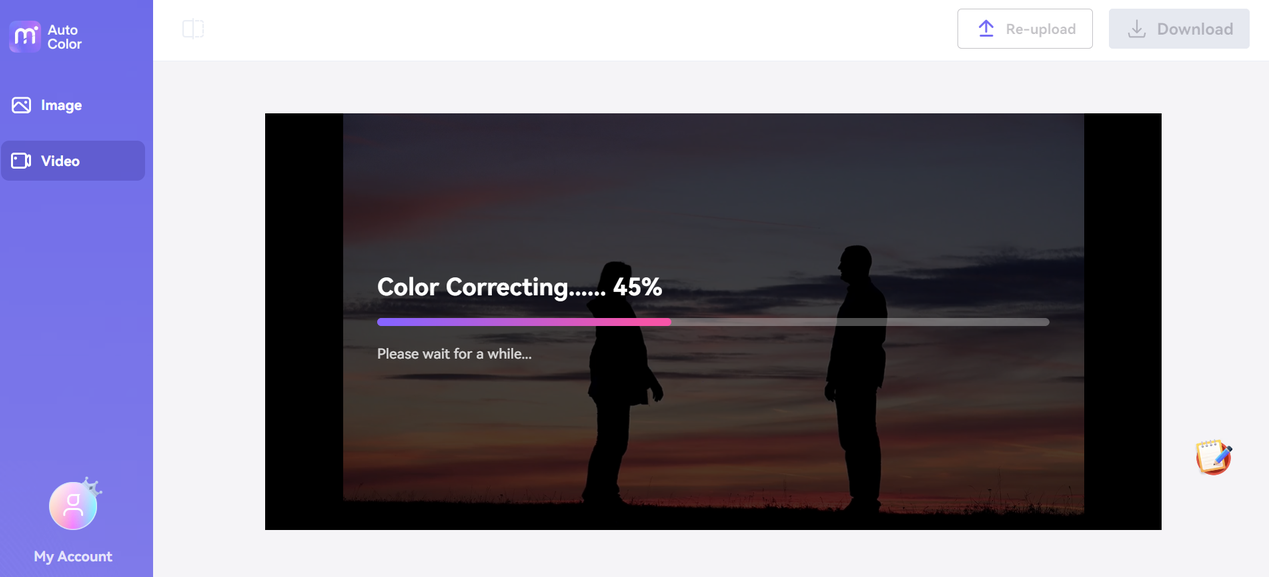 Interface of Media.io - a well-known auto color correction online tool