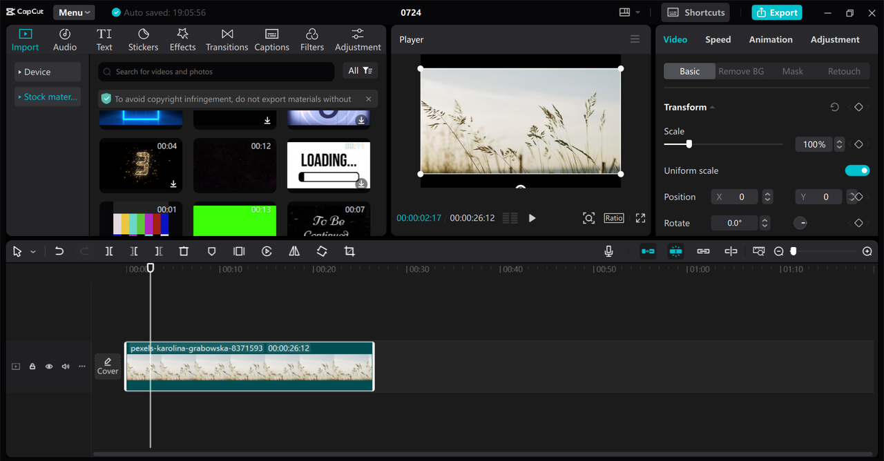 Editing interface of the CapCut desktop video editor - the best way to compress AVI files