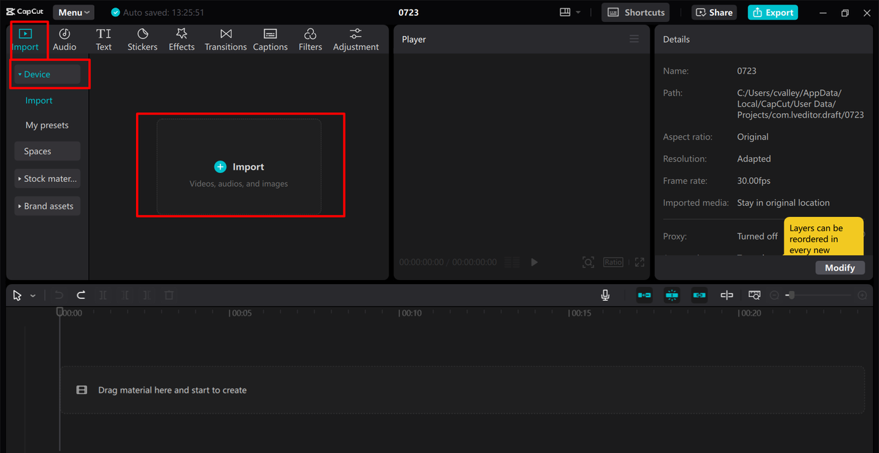 Importing video to the CapCut desktop video editor