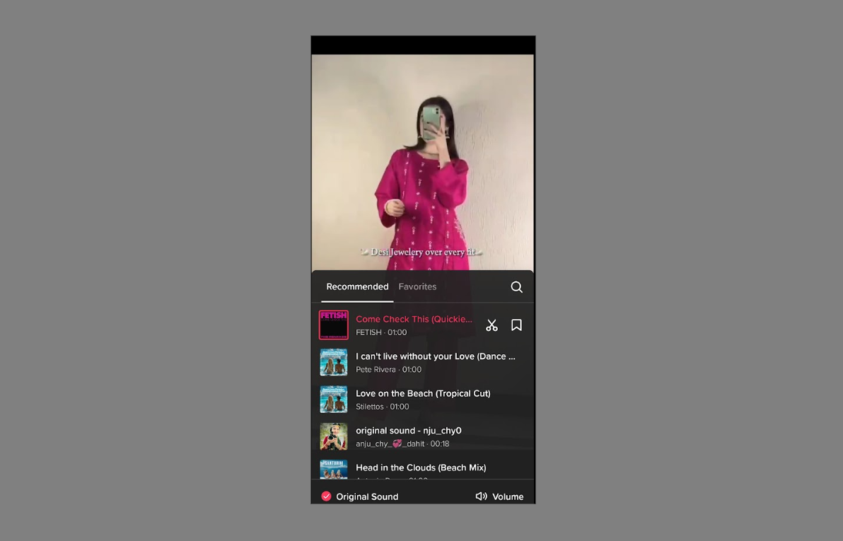 Click on add sound and choose sound for your TikTok short video