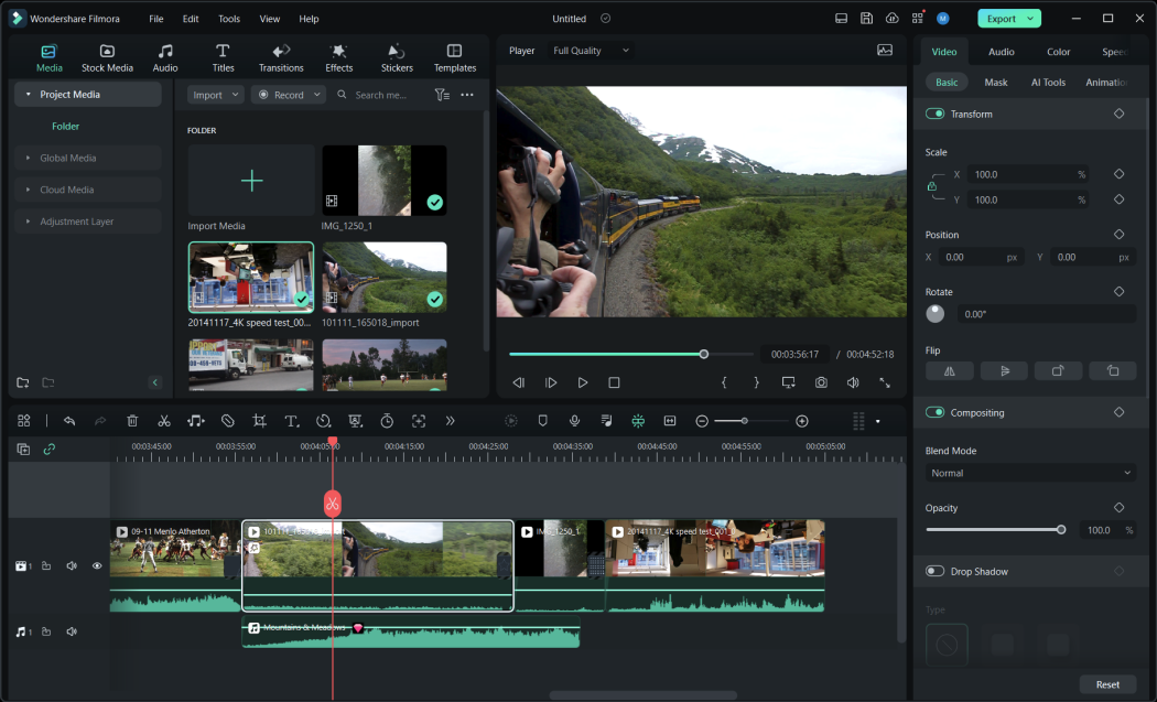 Interface of Wondershare Filmora - one of the best video editing software for gaming