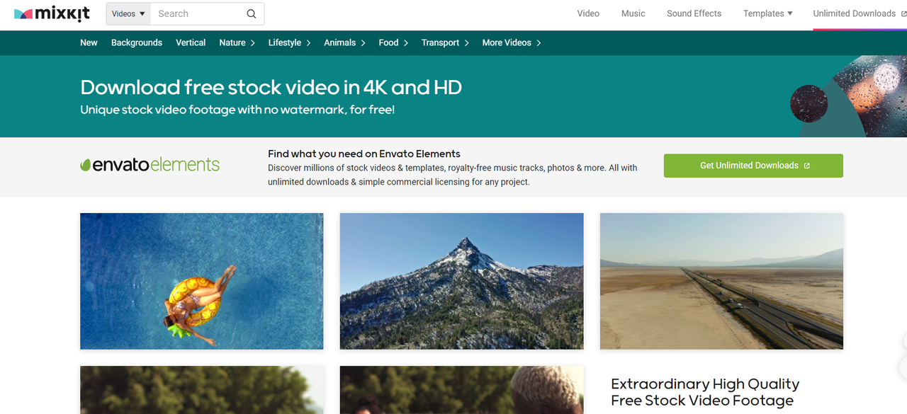 Mixkit is a free gallery of free short video clips