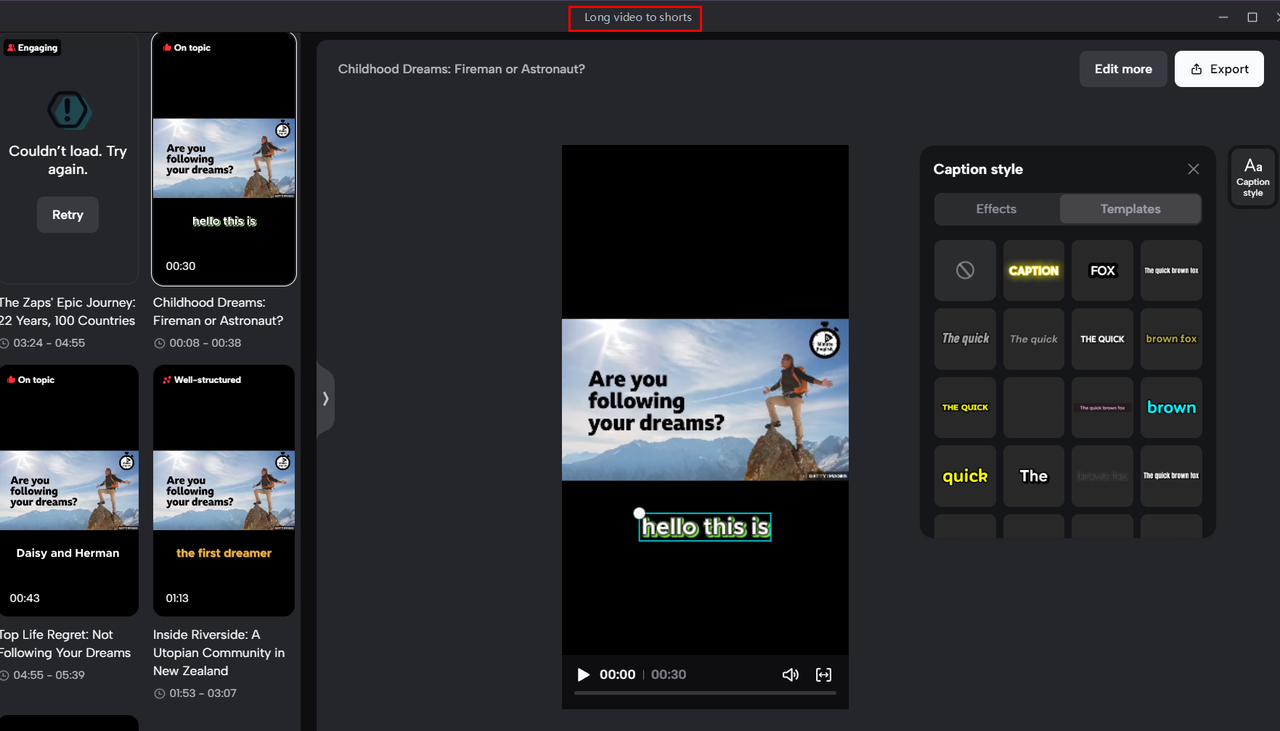 CapCut desktop video editor offers a feature of converting long videos into multiple short clips