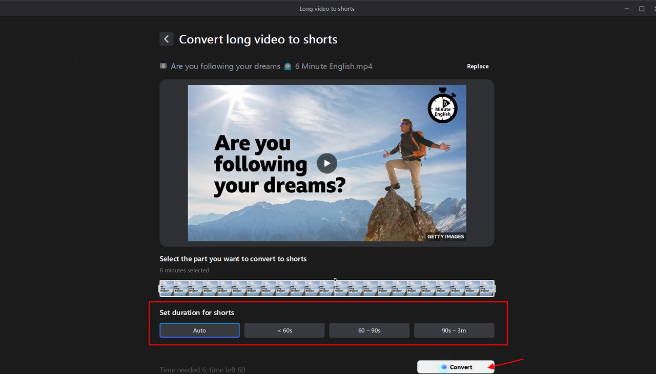  Choosing duration for short and other editing options in CapCut desktop video editor