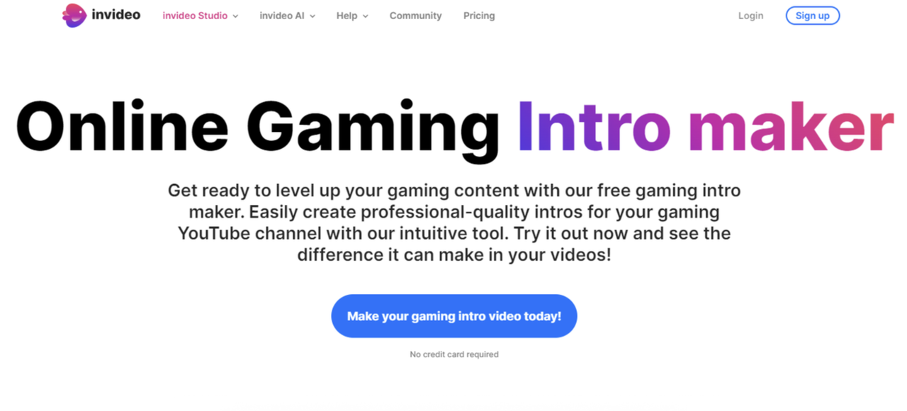 Interface of InVideo AI- a free gaming intro maker without a watermark