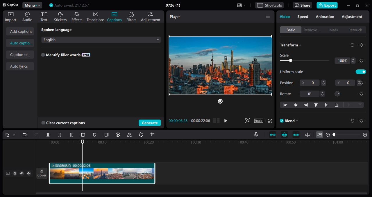 Interface of CapCut desktop video editor - easily convert audio high-quality format