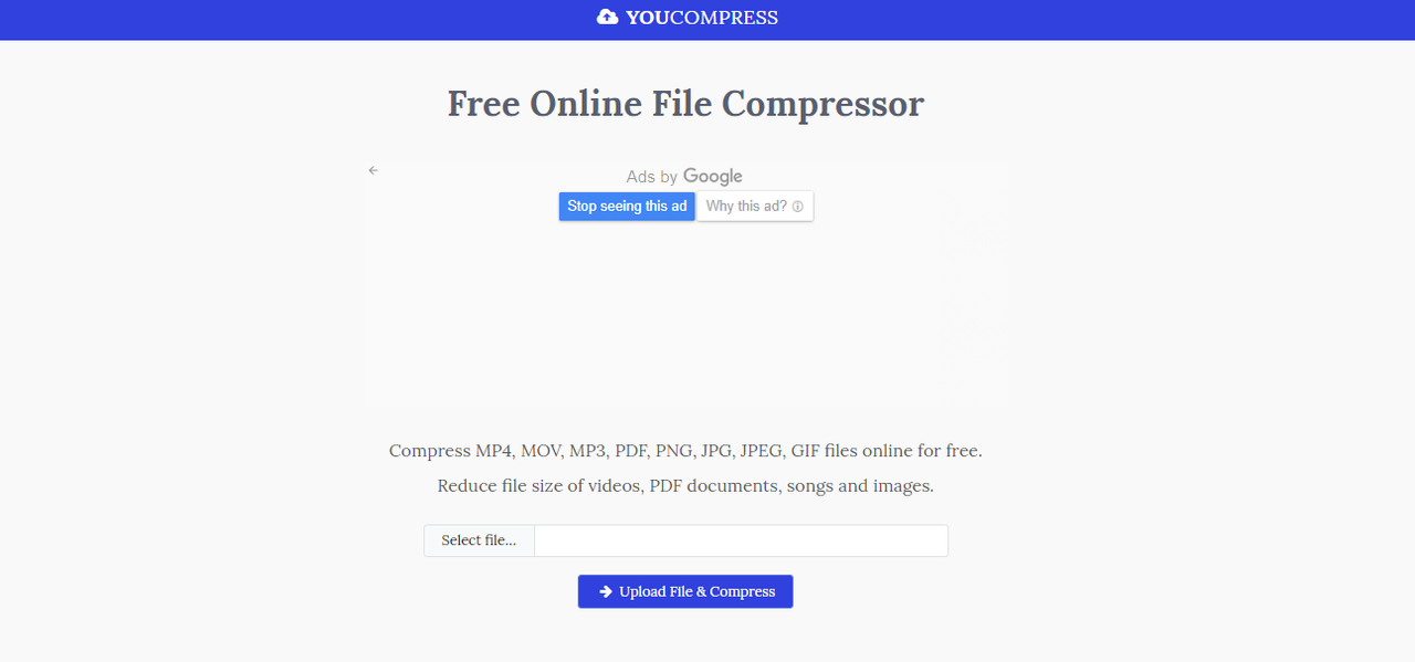 Editor interface of YouCompress - an MP3 compressor software free of cost