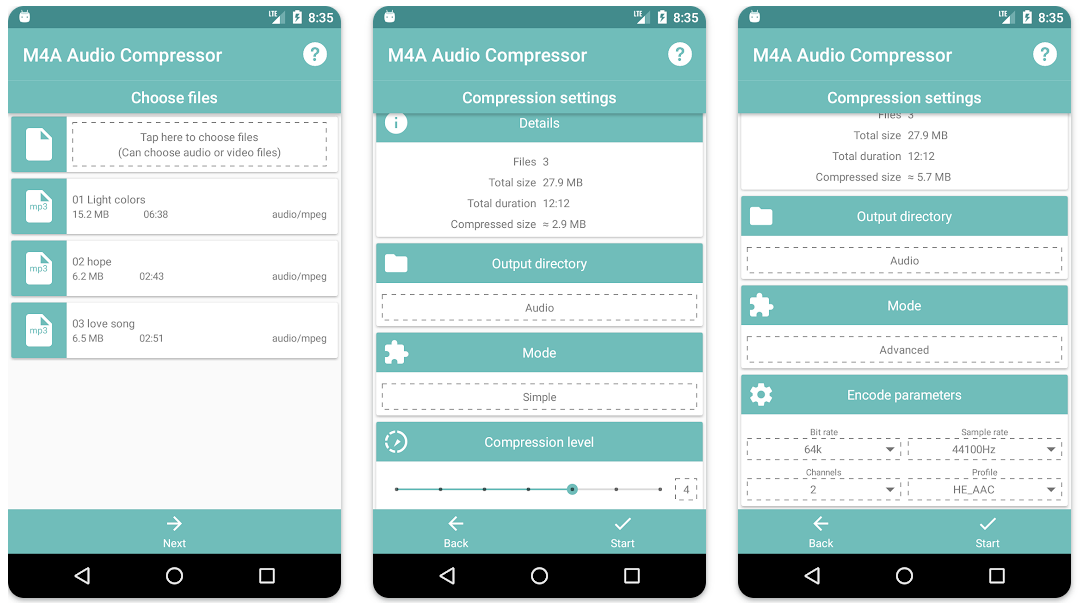 Interface of M4A Audio Compressor - a reliable audio compressor