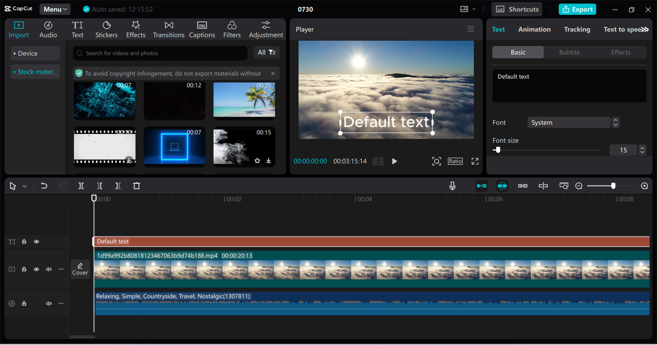 Editing interface of the CapCut desktop video editor - a perfect MP3 reverser