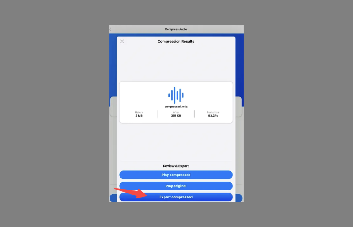 Applying compression and exporting the audio