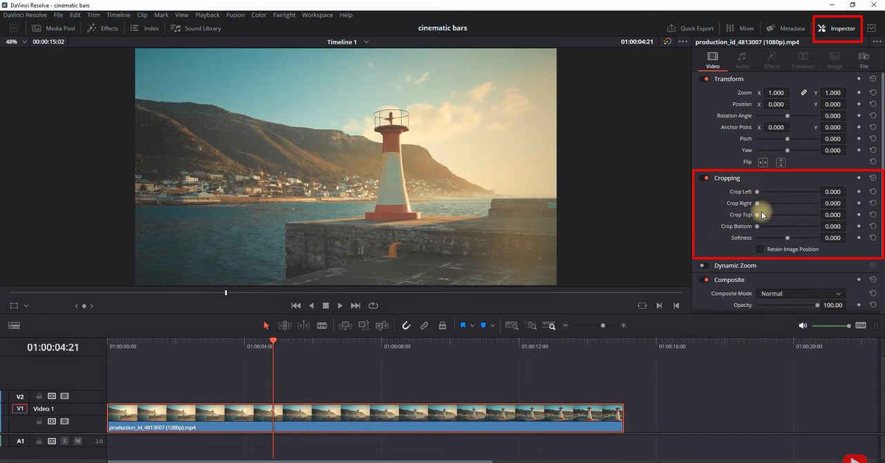 Adding a cinematic bar to your video in the Davinci Resolve video editor