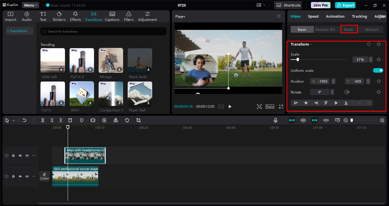 Applying picture in picture effect on video using the CapCut desktop video editor 