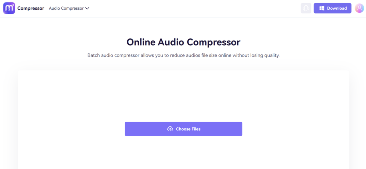 Interface of Media.io- another best free online audio compressor