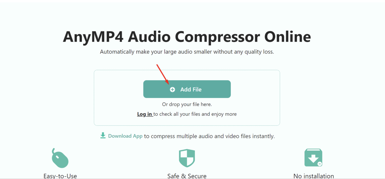 Interface of AnyMP4 - one of the best audio reducers online