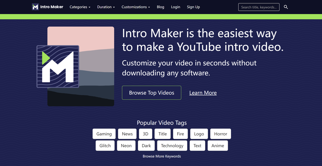 Interface of the Intro Maker - a powerful movie intro maker free online tool