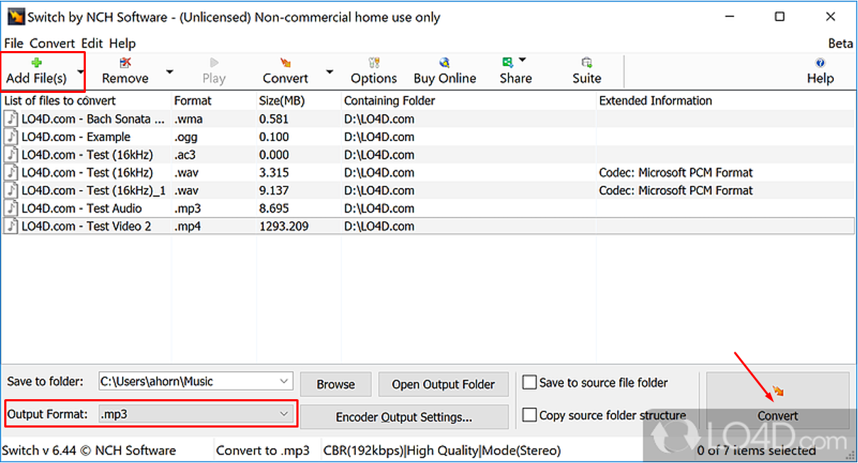 Switch Audio Converter interface showing how to change a CDA file into MP3