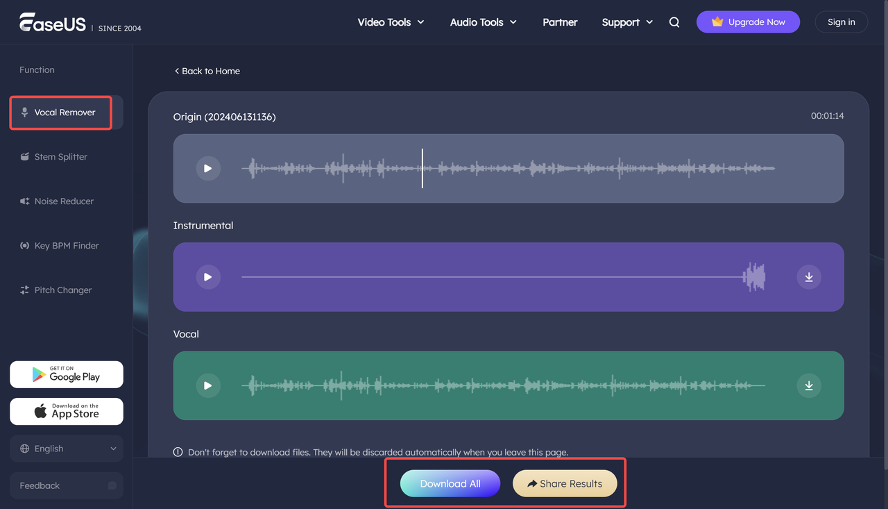 How to split vocals from music on EaseUS