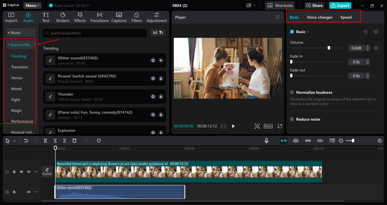 Adding and customizing sounds for films in CapCut desktop video editor