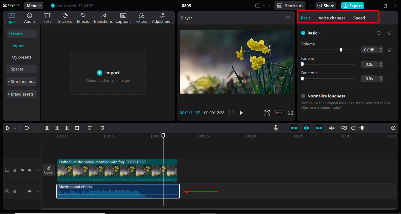 Adding and refining sound clips in the CapCut desktop video editor