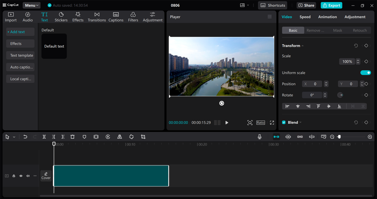 Interface of CapCut desktop video editor - the best way to add sound effects to your videos