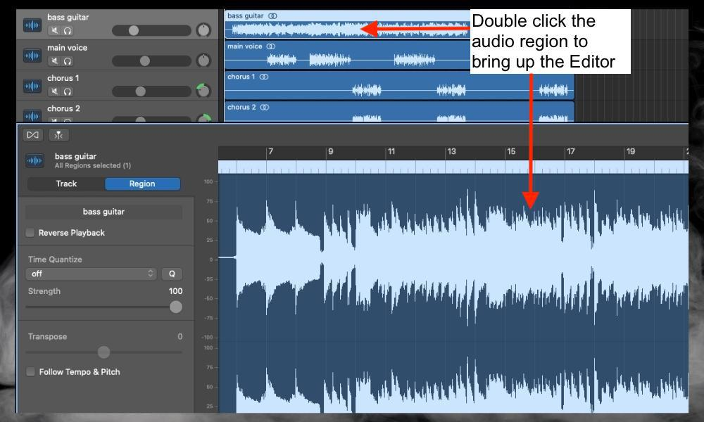 Speeding up a song in GarageBand with a double-click