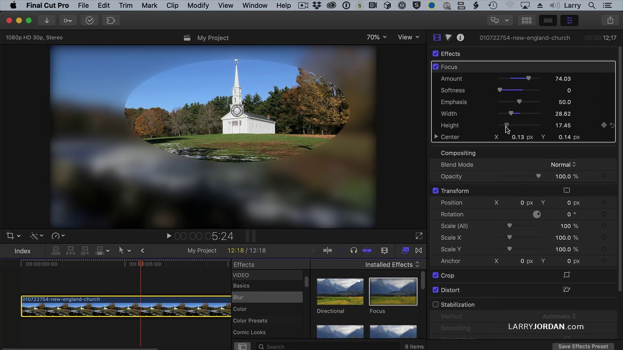 Interface of Final Cut Pro - a user-friendly blur background editor for Mac