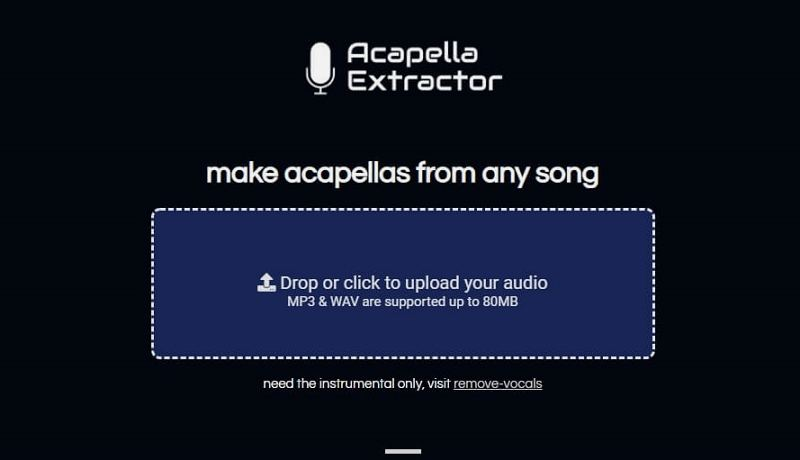 Interface of Acapella Extractor - easy way to extract song vocals for free