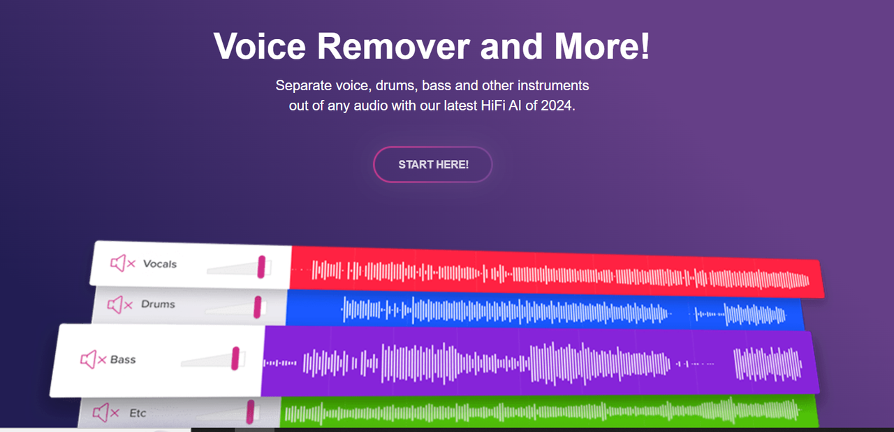 Interface of PhonicMind - a free acapella extractor to make vocal remixes