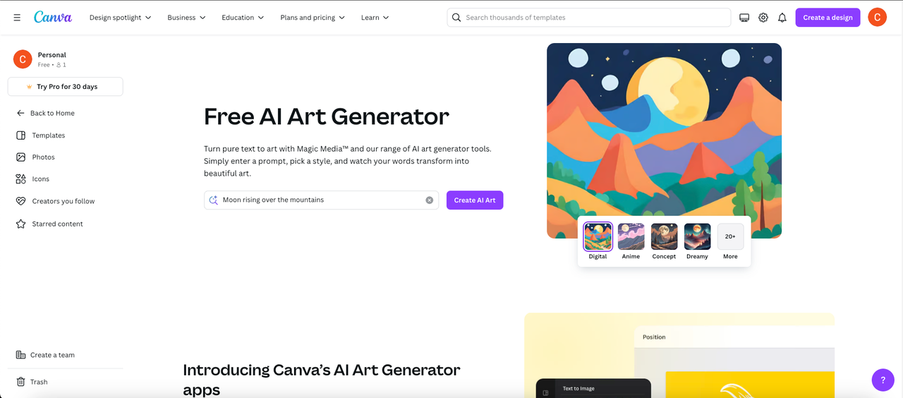 AI generator canva