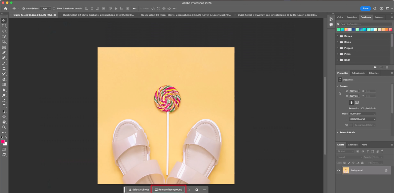 Remove backgrounds on Adobe