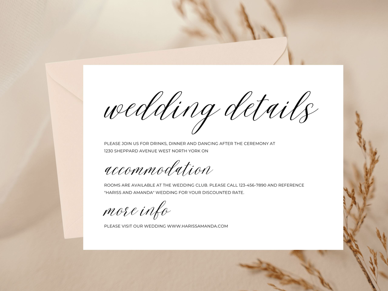 wedding invitation card details